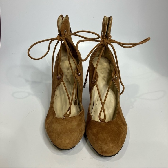Marc Fisher Stevee lace up heels block heels caramel size 7.5 trendy dressy - Picture 2 of 6